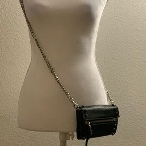 She + Lo black leather stud crossbody bag wallet